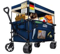 Chariot à Main de Transport Pliable; Buggy de Plage jusqu'à 90 L et 150 kg ; Roues XXL avec Frein ; Chariot de Camping pour Le Jardin et l'extérieur ; poignée réglable (Bleu)