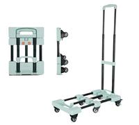 Chariot à main pliable avec 6 roues - Chariot plateforme durable pour le transport de bagages, les tâches d'entrepôt et la mobilité facile (vert)