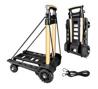 Chariot à Main Pliable, avec Roues de réservoir en PU résistantes à l'usure et silencieuse et Timon d'attelage réglable en Alliage d'aluminium, capacité 60KG / 132LBS et léger (3,9LBS)