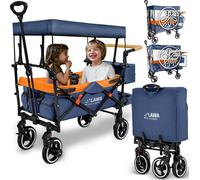 Chariot à main pliable avec toit protection contre la pluie protection contre les insectes pour enfants roues pivotantes avec frein extensible 80 kg