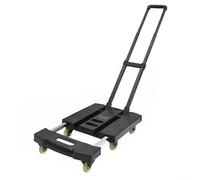 Chariot à main pliable, chariot de transport robuste avec 6 roues, porte-bagages portable pour voyage, déménagement, utilisation au bureau, compact et durable (noir)