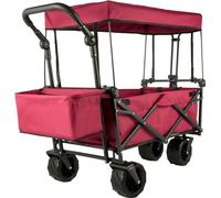 Chariot à main pliable - Chariot rouge avec toit - Pèse-jardin 92,7 x 54,3 x 98,5 cm - Capacité de charge 100 kg - Pneus gonflables 600D Oxford Polyester - Chariot à main pliable