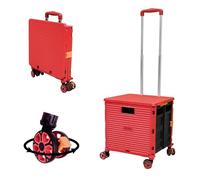 Chariot à main pliable pour chariot de magasinage avec couvercle, roue de rotation 360 ° silencieuse et résistante à l'usure & chariot de botte réglable en alliage d'aluminium, capacité de charge 45KG