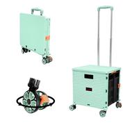 Chariot à main pliable pour chariot de magasinage avec couvercle, roue de rotation 360 ° silencieuse et résistante à l'usure & chariot de botte réglable en alliage d'aluminium, capacité de charge 45KG