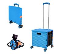 Chariot à main pliable pour chariot de magasinage avec couvercle, roue de rotation 360 ° silencieuse et résistante à l'usure & chariot de botte réglable en alliage d'aluminium, capacité de charge 45KG