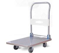 Chariot à main pliable robuste à plateforme en acier robuste avec roues pivotantes et poignée pour bagages, pots de fleurs et transport de marchandises lourdes