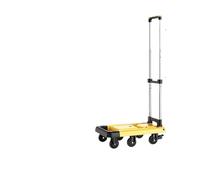 Chariot à main pliable robuste - Chariot compact à 4 roues pour un transport facile de marchandises, bagages et logistique d'entrepôt (jaune)