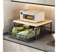 Chariot à micro-ondes avec roulettes, étagère de rangement de cuisine à 2 niveaux, petit support polyvalent pour îlot de cuisine, café, salon, bureau, panier de rangement inférieur inclus
