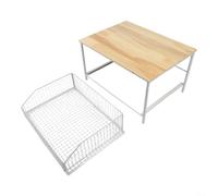 Chariot à micro-ondes de 37,6 x 26,4 x 20,8 cm, support de cuisine roulant avec panier de rangement inférieur, étagère mobile en bois en métal pour ustensiles de cuisine, blanc et noir (blanc)