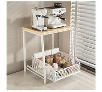 Chariot à micro-ondes, support pour machine à café à 2 niveaux avec tiroir coulissant, étagère de rangement de cuisine, buffet pour cuisine et bureau