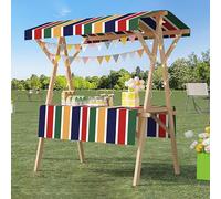 Chariot à Nourriture de Rue Stand du marché Pliable, Stand de marché à grande capacité de charge, Kiosque pliable, pour boissons/fleurs/bonbons/cigarettes(Red5,150cm/59in)