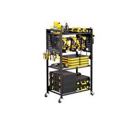 Chariot à outils 4 niveaux avec support de perceuse panneau perforé et roulettes charge totale 68 kg pour garage