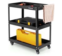 Chariot à Outils à 3 Niveaux Charge 120 kg COSTWAY-en Métal-4 Roues Universelles avec 2 Freins-73 x 36 x 75cm-Atelier Garage Maison