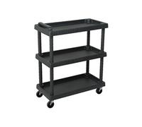 vidaXL Chariot à Outils d'Atelier 3 Niveaux Organisateur de Garage Chariot Roulant de Rangement Avec une Étagère Réglable Noir 75x37,5x92 cm PP Noir G