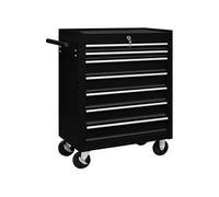 Chariot à Outils d'Atelier avec 7 Tiroirs Servante à Outils Caisse à Roulettes Armoire à Outils de Garage Verrouillable Noir