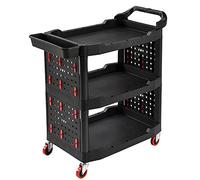 Chariot à outils de mécanicien portable - Chariot de service mobile pour l'entretien de voiture, les réparations et le lavage automatique - Établi utilitaire avec porte-bouteilles professionnel