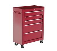 Chariot à outils - HOMCOM - 5 tiroirs verrouillable 2 clés - sur roulettes - acier - 61,5 x 33 x 82,5 cm - rouge
