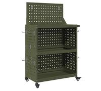 Chariot à outils moderne - vidaXL - Vert Olive - Acier laminé à froid - 65x35x111 cm - Roues verrouillables - 3 étagères