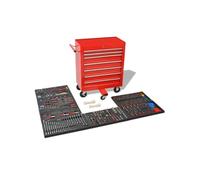 Chariot à outils pour atelier avec 1125 outils Acier Rouge