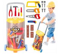 Chariot à outils pour enfants - 24 pièces avec roues pour les petits bricoleurs à partir de 3 ans