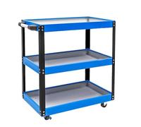 Chariot à outils robuste à 3 niveaux avec roues et poignée, organiseur de rangement multifonction pour garage et entrepôt, chariot de service bleu durable pour la mécanique et les projets de bricolage