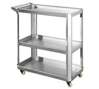 Chariot à outils roulant à 3 niveaux - Étagères en métal avec roulettes, présentoir polyvalent pour fleurs, garages, maison et ateliers - Couleur verte