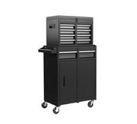 Chariot à outils roulant à 5 tiroirs - Boîte à outils portable noire avec compartiments amovibles - Rangement d'atelier de garage pour outils et équipements de réparation - Outil mobile nizer