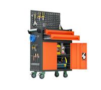 Chariot à outils roulant avec tiroir et panneau perforé - Organisateur de rangement de garage mobile avec poignée pour projets de bricolage, réparation et atelier
