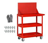 Chariot à outils roulant industriel en métal avec roulettes, chariot de rangement utilitaire robuste à 3 niveaux avec tiroir pour garage, entrepôt et atelier de réparation