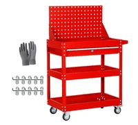 Chariot à outils roulant industriel en métal avec roulettes, chariot de rangement utilitaire robuste à 3 niveaux avec tiroir pour garage, entrepôt et atelier de réparation