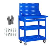 Chariot à outils roulant industriel en métal avec roulettes, chariot de rangement utilitaire robuste à 3 niveaux avec tiroir pour garage, entrepôt et atelier de réparation
