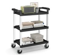 Chariot à outils roulant robuste à 3 niveaux avec roues verrouillables et 2 poignées, capacité de 150 kg, chariot utilitaire mobile pour garage, atelier, rangement d'outils et d'équipement