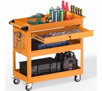Chariot à outils roulant robuste à 3 niveaux avec tiroir et porte-tournevis - Chariot de rangement mobile utilitaire industriel pour garage et atelier - Capacité de 250 kg - Outil sur roues