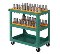 Chariot à outils roulant robuste avec roues, chariot de service industriel à 2 couches pour garage et atelier de réparation, support à outils BT40 pour une capacité de stockage maximale