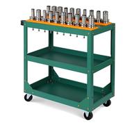 Chariot à outils roulant robuste avec roues, chariot de service industriel à 2 couches pour garage et atelier de réparation, support à outils BT40 pour une capacité de stockage maximale