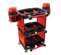 Chariot à outils roulant robuste avec roues verrouillables, 4 planches à outils et seau de distribution pour réparation mécanique et détails de voiture