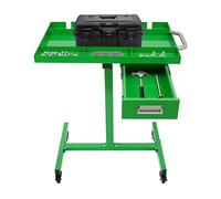 Chariot à outils sur roulettes avec tiroir | Table de travail mobile pour garage et atelier | Construction en acier, 4 roulettes de frein, capacité de charge de 100 kg et plateau de rangement (vert)