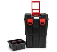 Chariot à outils XL 2 en 1 avec de grandes roues, robuste et 2 compartiments à couvercle, beaucoup d'espace de rangement