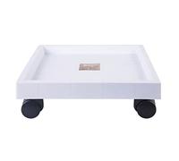 Chariot à plantes à roulettes avec bacs de rangement carrés en plastique - Support de pot de fleurs sur roulettes pour intérieur/extérieur - Blanc - 42 cm - Parfait pour une mobilité facile des
