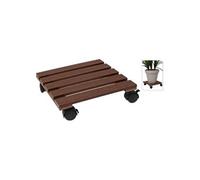 Chariot à plantes carré 29x29 cm marron, chariot pour plantes, support pour plantes roulant, chariot pour pots de fleurs 446747