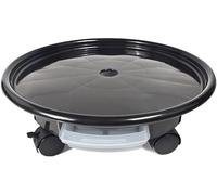 Chariot à plantes robuste avec roulettes, chariot pour jardinière d'intérieur/extérieur, support pour plantes noir avec réservoir d'eau, support pour pot roulant de 9,4 pouces pour une mobil