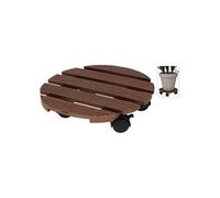 Chariot à plantes rond 29 cm marron, chariot pour plantes, support pour plantes roulant, chariot pour pots de fleurs, rouleau pour plantes 446745