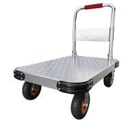 Chariot à Plateau Pliable Robuste avec Roues pivotantes à 360° - Chariot de manutention pour entrepôt et Transport de Marchandises, 75 x 125 cm (29,5 x 49,2 po) - Argent
