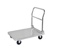 Chariot à plateau robuste en acier inoxydable avec poignée pliable - Diable utilitaire polyvalent pour le transport de bagages, outils, équipements - Panneau n pour une mobilité facile