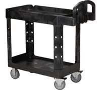 Chariot à plateaux 2 plateaux L770xl420mm noir capacité 226kg longerons/plateau PP