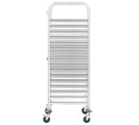 Chariot à plateaux en acier inoxydable avec 16 compartiments 38 x 55 x 163 cm, chariot de service avec roulettes et freins, chariot de cuisine mobile pour gastronomie, peu encombrant, robuste