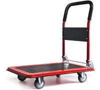 Chariot à plateforme en acier robuste avec poignée pliante et roues pivotantes, grande capacité, pour la maison et le bureau