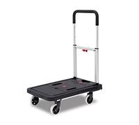 Chariot à plateforme en plastique avec poignée réglable pour le transport de bagages et de colis - Chariot pliable avec roulettes pour une mobilité facile et une utilisation intensive