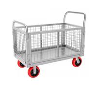 Chariot à Plateforme, Plateau latéral, avec Cage, Diable Pliable, capacité de Charge de 500 kg, avec Roues pivotantes de 5 Pouces, Chariot de Jardin Robuste pour entrepôt, épicerie