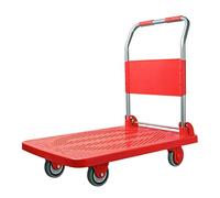 Chariot à plateforme pliable avec 4 roues, antidérapant et capacité de charge de 300 kg, idéal pour la maison, l'école, le travail et l'entrepôt, rouge